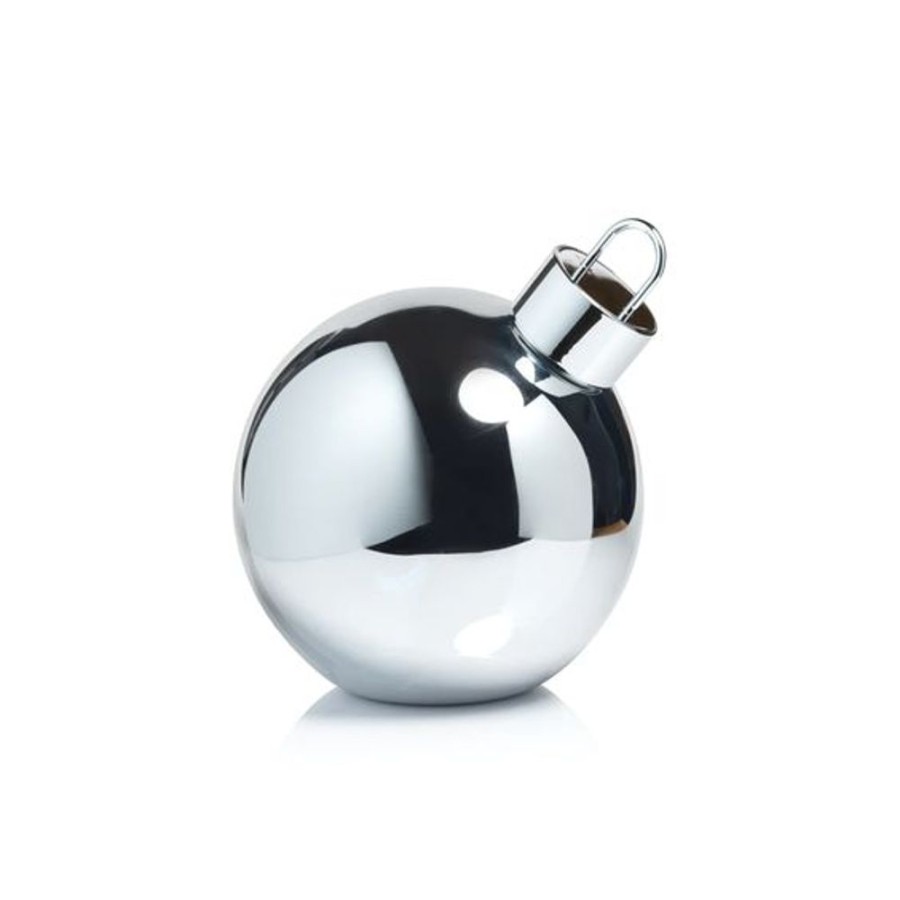 Cottage Kitchen SCHAUBEN & CO Decor | Zodax- Led Silver Glass Oversized Ornament 11.75 In