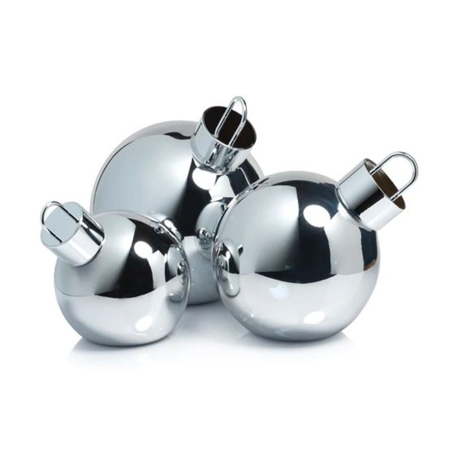 Cottage Kitchen SCHAUBEN & CO Decor | Zodax- Led Silver Glass Oversized Ornament 11.75 In