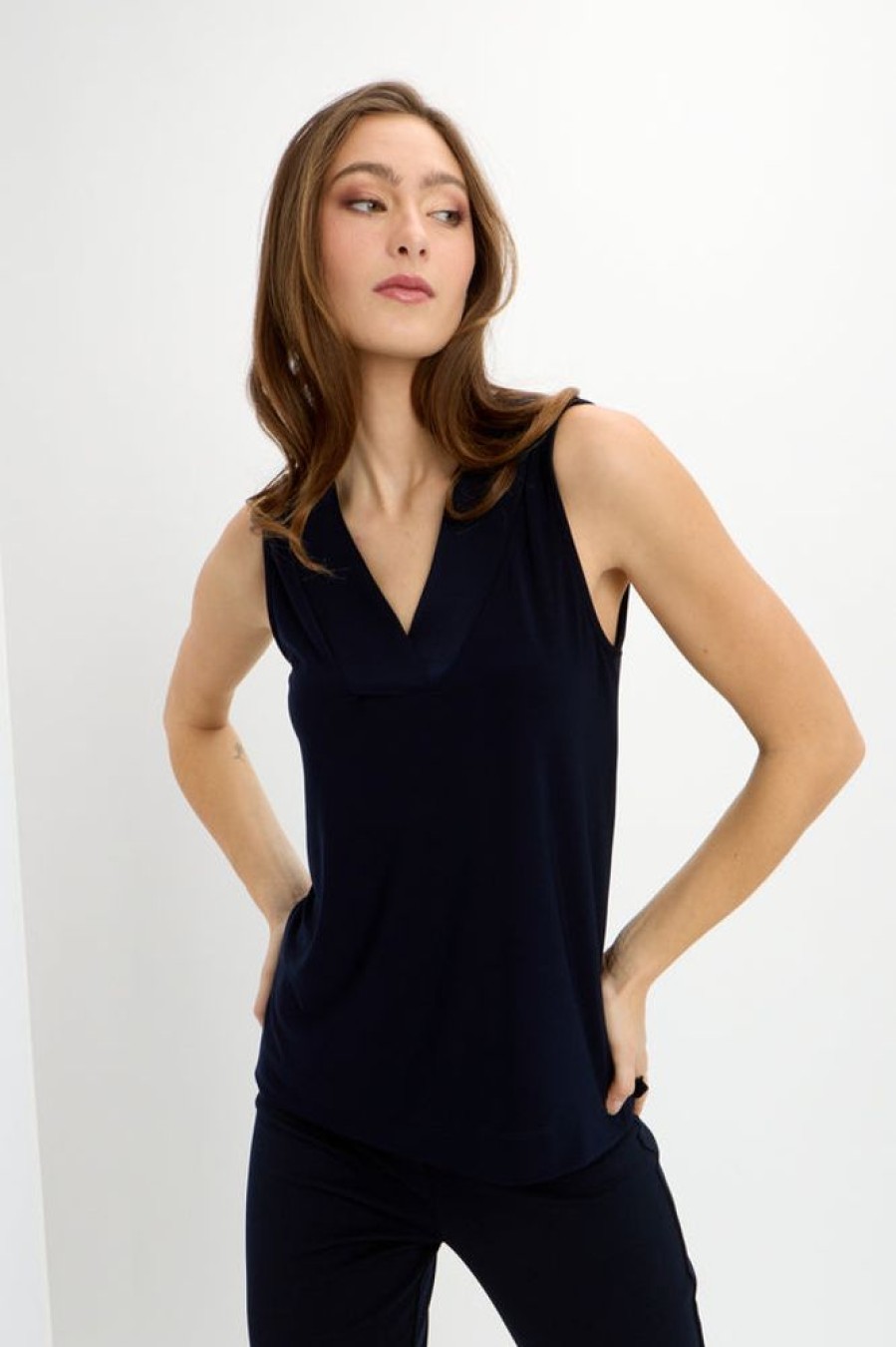 Women JOSEPH RIBKOFF Tops | Joseph Ribkoff- V-Neck Sleeveless Top