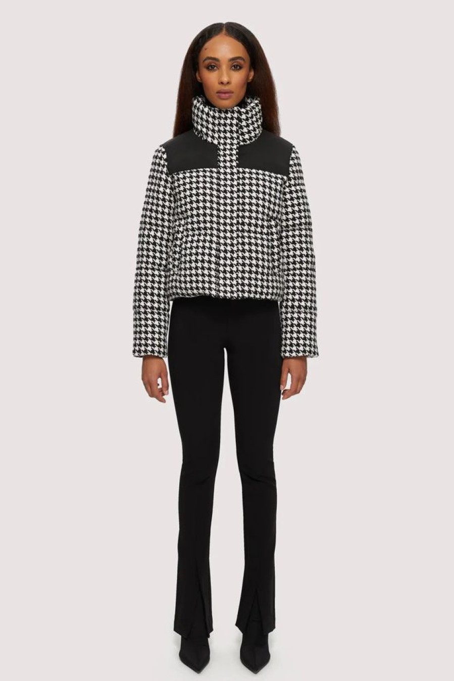 Women NOIZE Coats & Jackets | Noize- Augusta Cropped Puffer Black-White