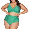 Women ARTESANDS Bottoms | Artesands- Women'S Linear Perspective High Waist Swim Bottom Green