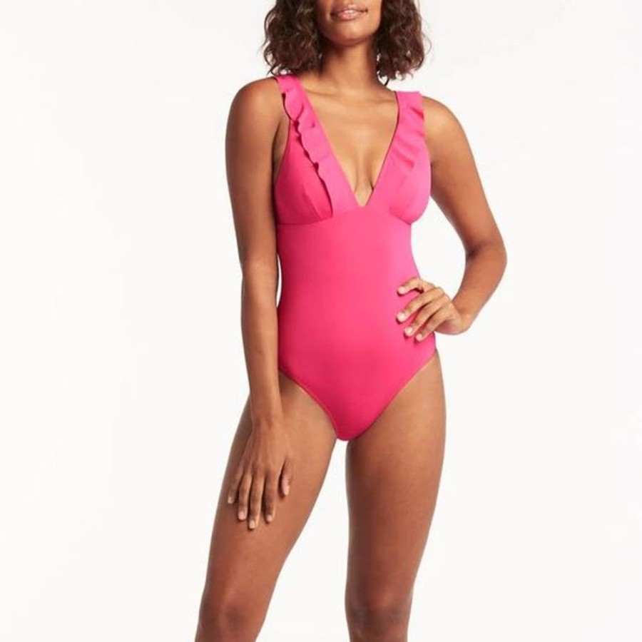 Women SEA LEVEL One Piece | Sea Level- Ladies Frill One Piece Khaki