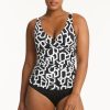 Women SEA LEVEL Tops | Sea Level- Ladies Deco Cross Front Tankini Black