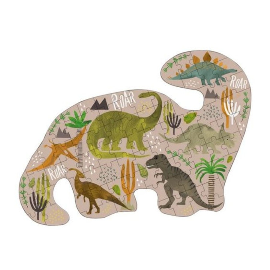 Kid FLOSS & ROCK Toys | Floss & Rock- Dinosaur Shaped Jigsaw Puzzle