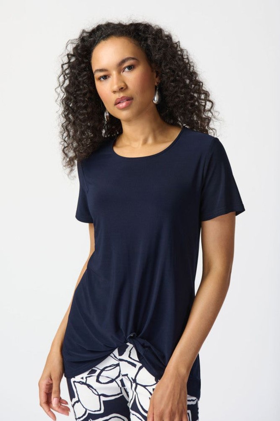 Women JOSEPH RIBKOFF Tops | Joseph Ribkoff- Scoop Neck Long T-Shirt Midnight Blue