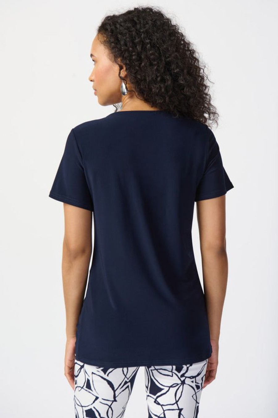 Women JOSEPH RIBKOFF Tops | Joseph Ribkoff- Scoop Neck Long T-Shirt Midnight Blue