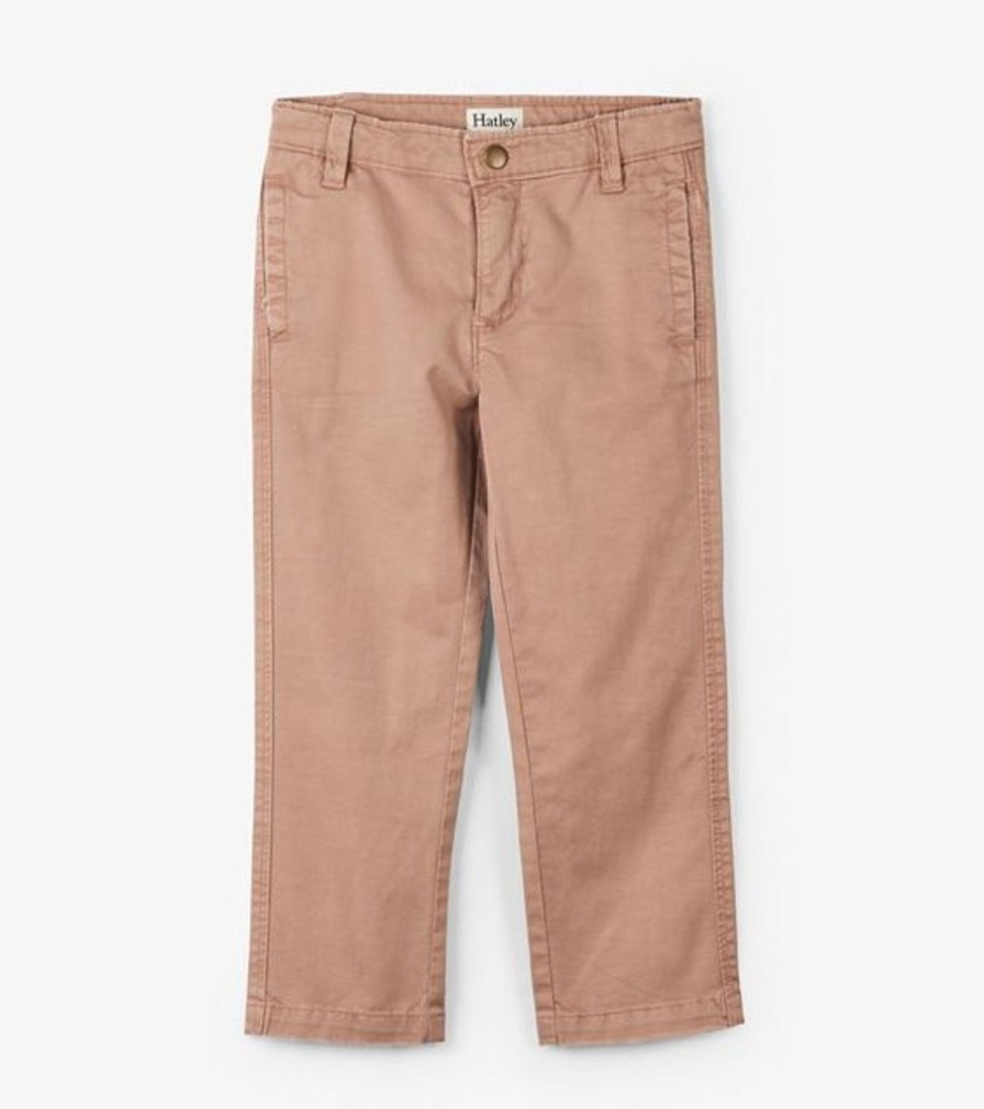 Kid HATLEY Bottoms | Hatley- Boys Grey Twill Pants Thatched