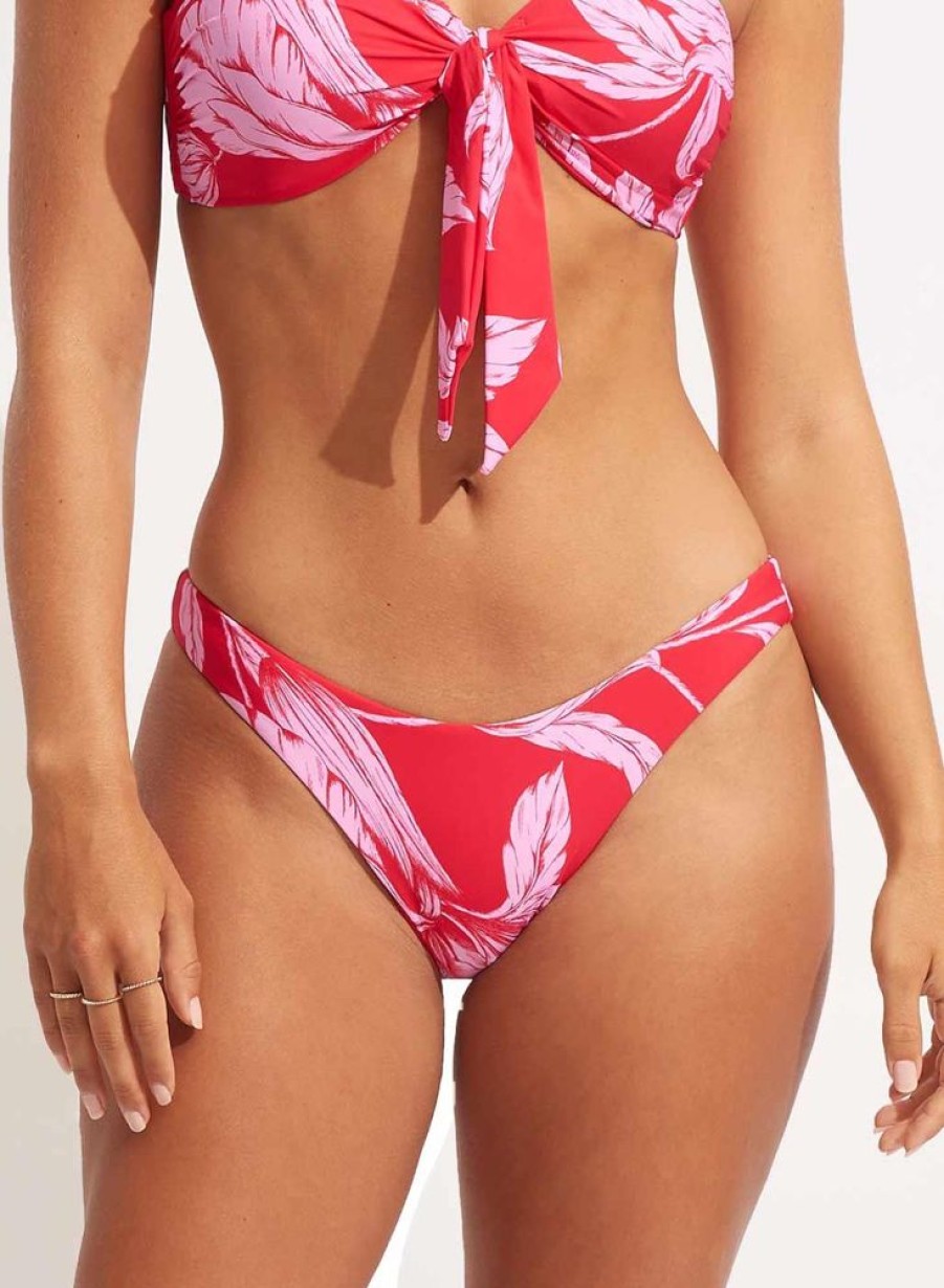 Women SEAFOLLY Bottoms | Seafolly- Ladies Fleur De Bloom Swimsuit Bottom Chilli Red