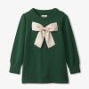 Kid HATLEY Tops | Hatley- Girls Golden Bow Sweater Tunic Green