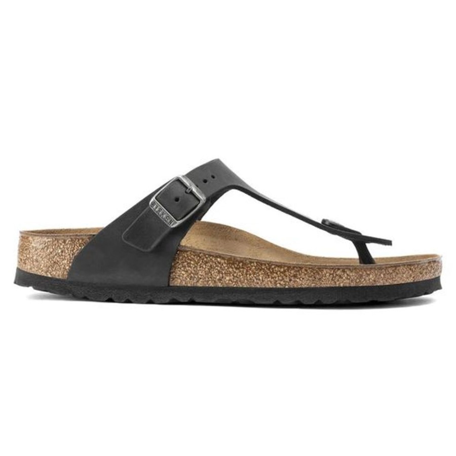 Women BIRKENSTOCK Casual Footwear | Birkenstock- Women'S Gizeh Oiled Leather Sandal Black