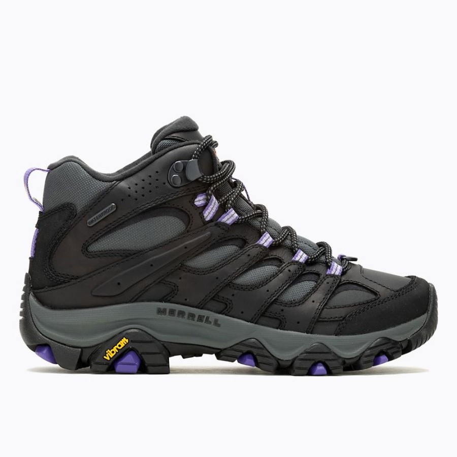 Women MERRELL Casual Footwear | Merrell- Women'S Moab 3 Mid Hiking Boot Blk-Orchid