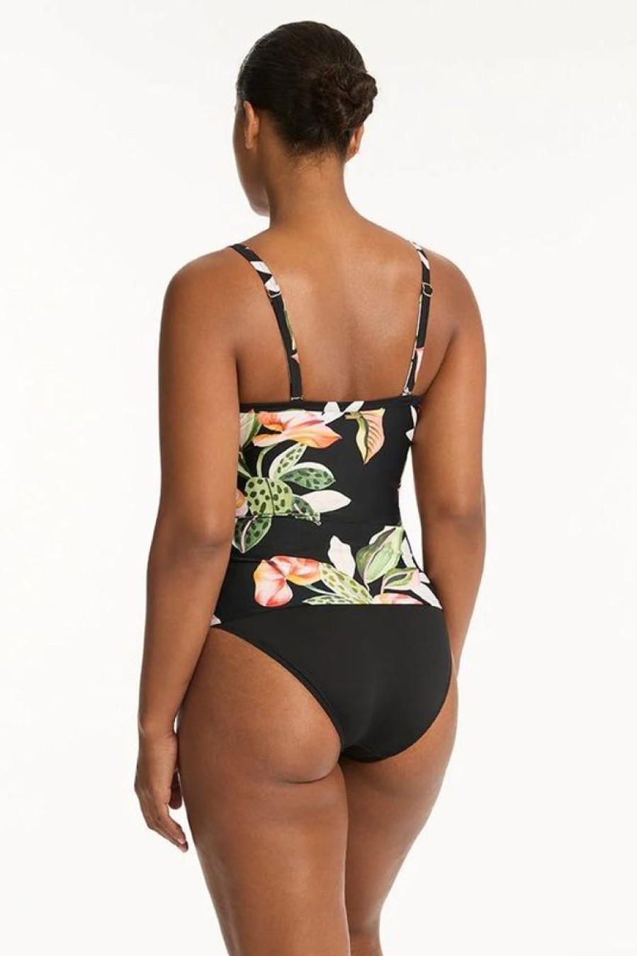 Women SEA LEVEL Tops | Sea Level- Ladies Sundown Twist Front Tankini Black Floral