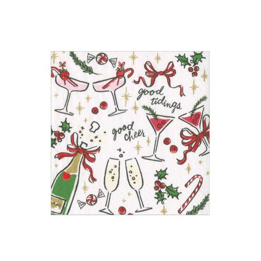 Cottage Kitchen CASPARI Napkins | Caspari- Let'S Be Merry Cocktail Napkin