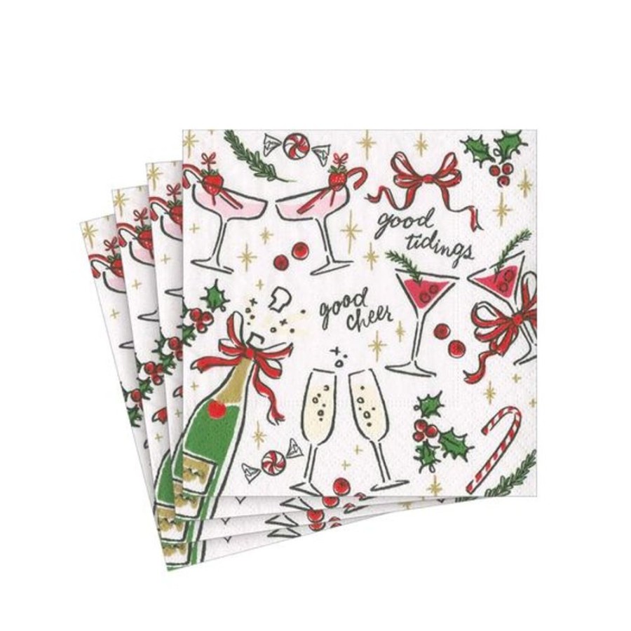 Cottage Kitchen CASPARI Napkins | Caspari- Let'S Be Merry Cocktail Napkin