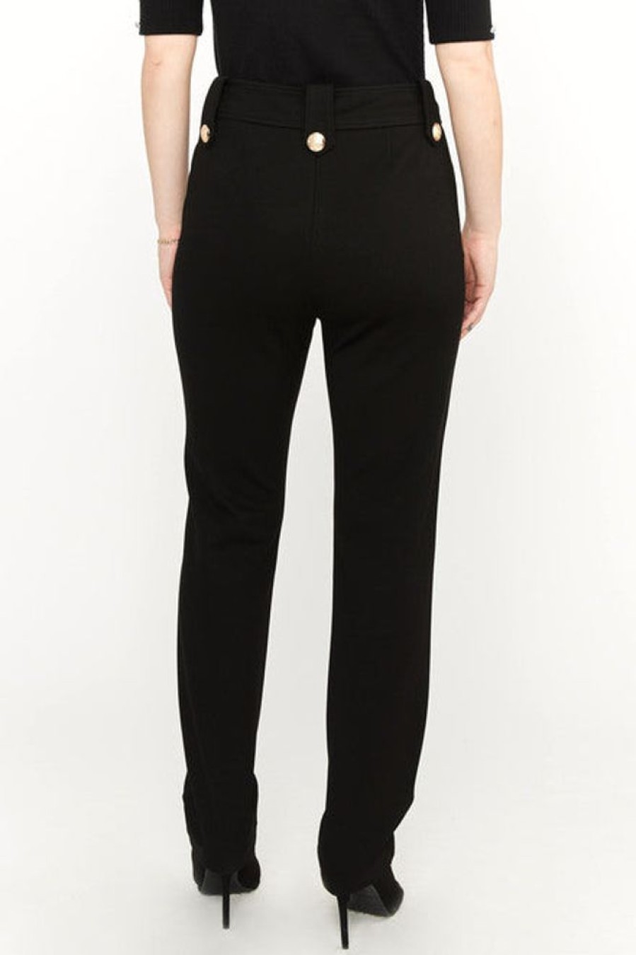 Women FRANK LYMAN Bottoms | Frank Lyman- Metallic Button Down Jeans Black