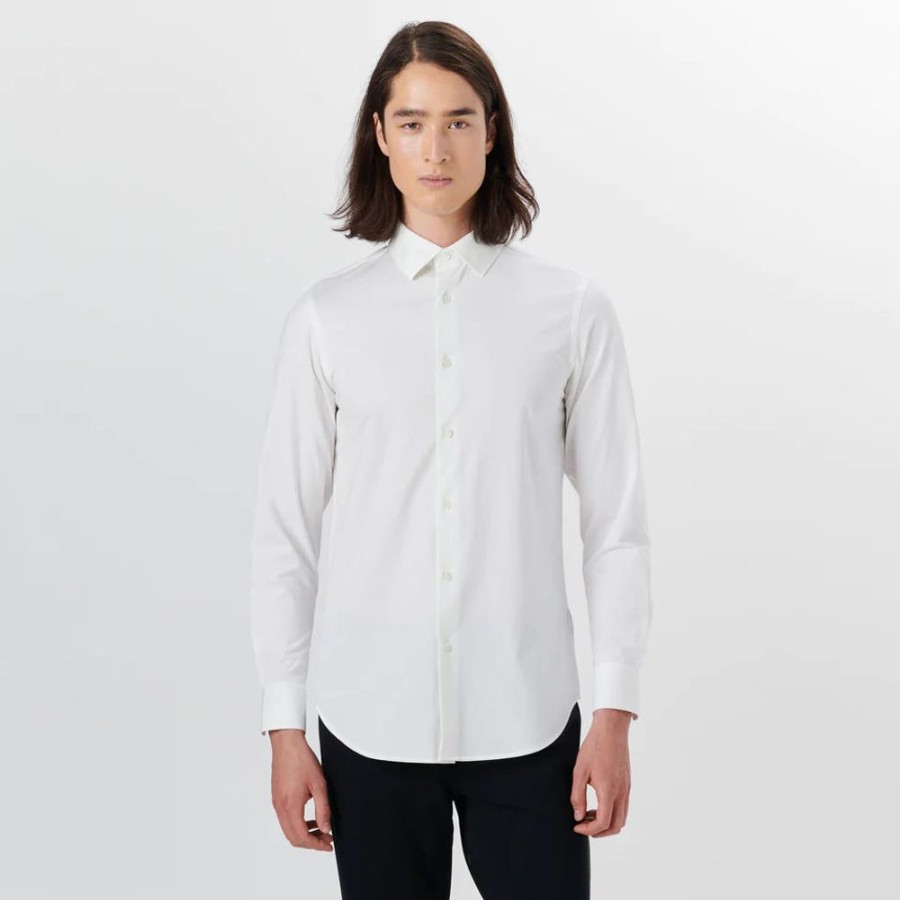 Men BUGATCHI Tops | Bugatchi- Men'S James Solid Ooohcotton Shirt White