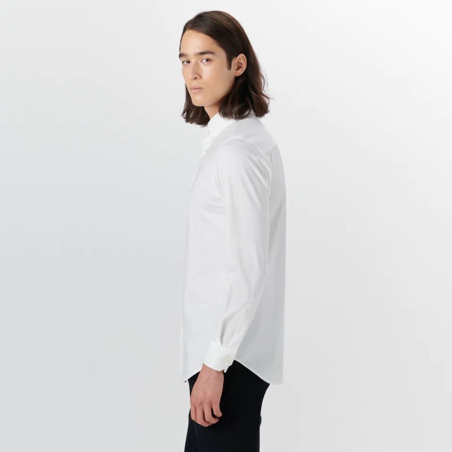 Men BUGATCHI Tops | Bugatchi- Men'S James Solid Ooohcotton Shirt White