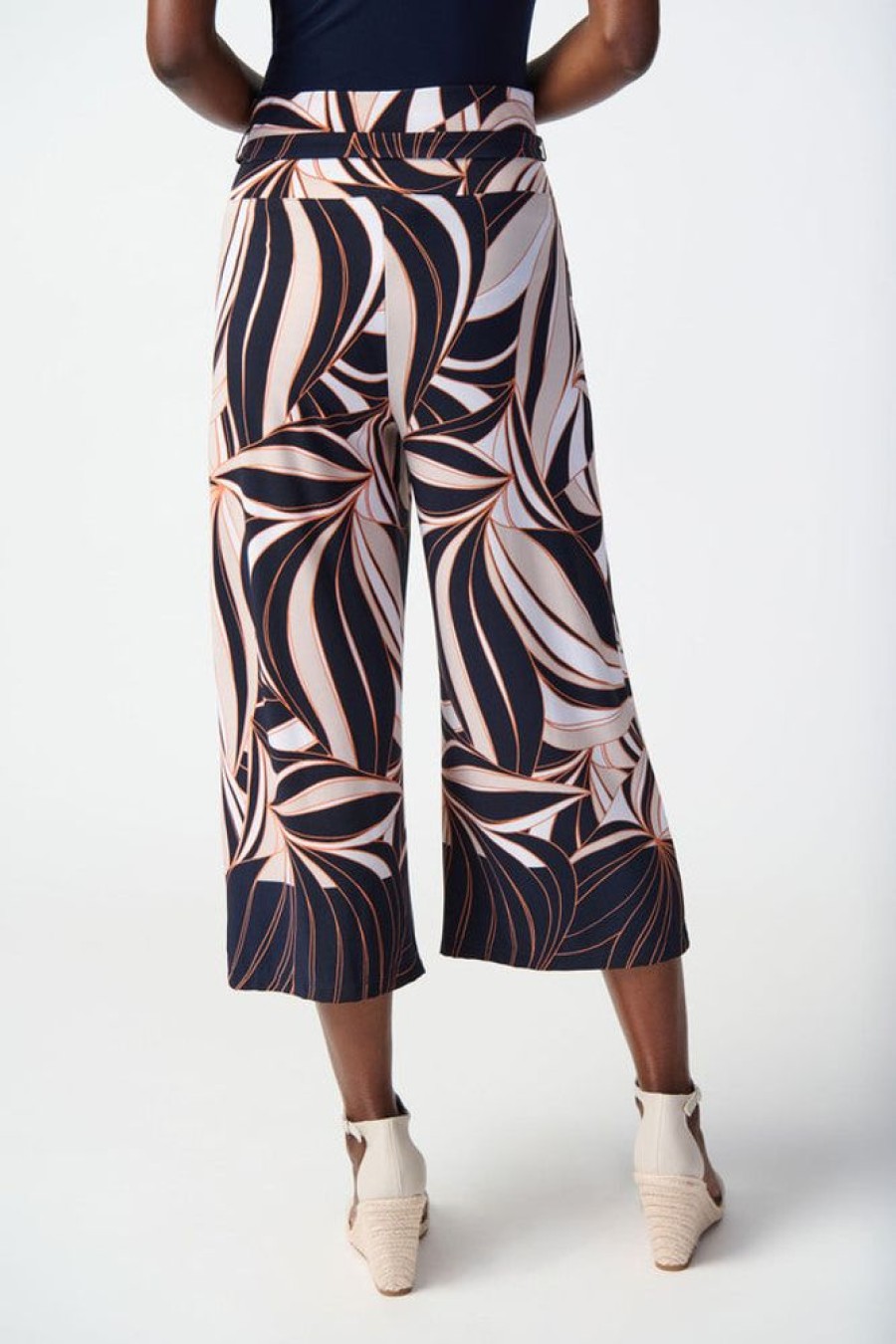 Women JOSEPH RIBKOFF Bottoms | Joseph Ribkoff- Loose-Fit Wave Print Pants