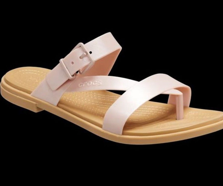 Women CROCS Sandals | Crocs- Women'S Tulum Shimmer Toe Post Sandal Pink