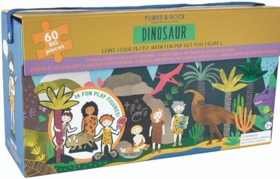 Kid FLOSS & ROCK Toys | Floss & Rock- Dinosaur Jigsaw Puzzle With Figures