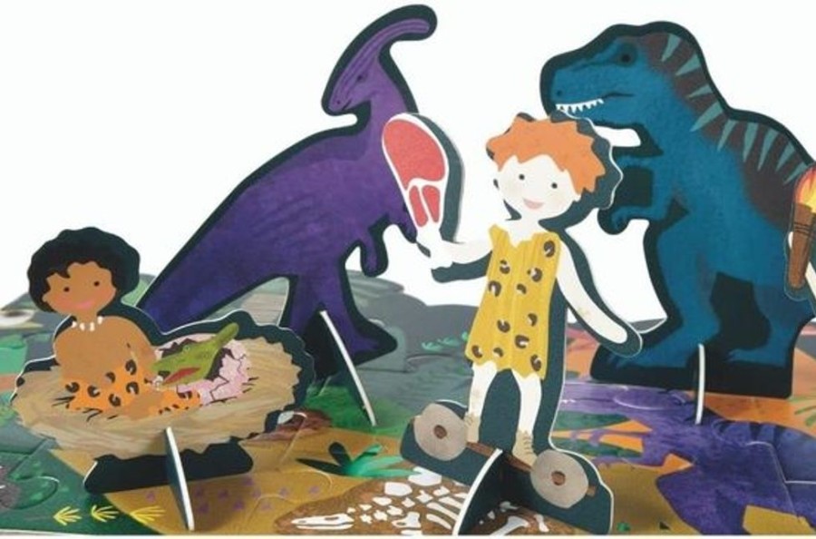 Kid FLOSS & ROCK Toys | Floss & Rock- Dinosaur Jigsaw Puzzle With Figures