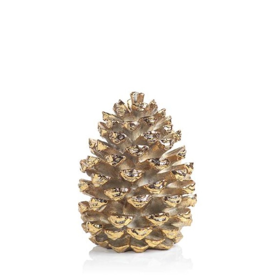 Cottage Kitchen SCHAUBEN & CO Decor | Zodax- Gold Decorative Pine Cone-Medium