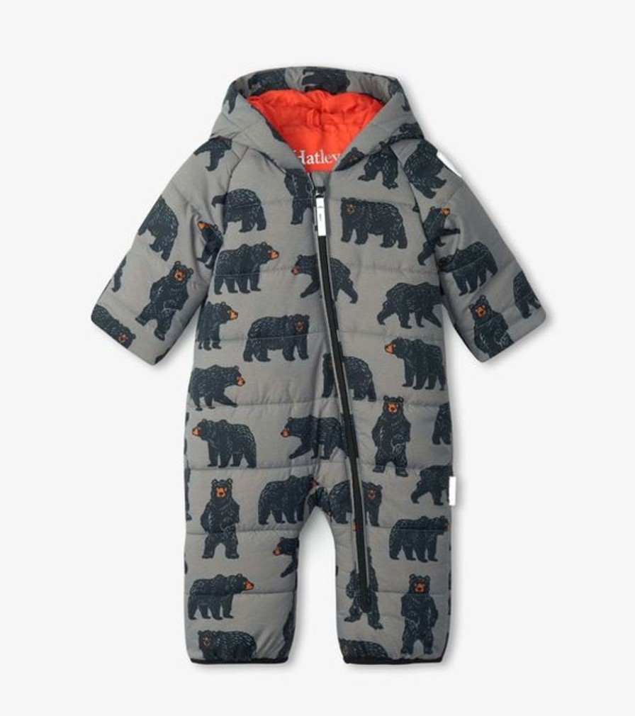 Kid HATLEY Jackets & Outwear | Hatley- Baby Wild Bears Snowsuit Charcoal