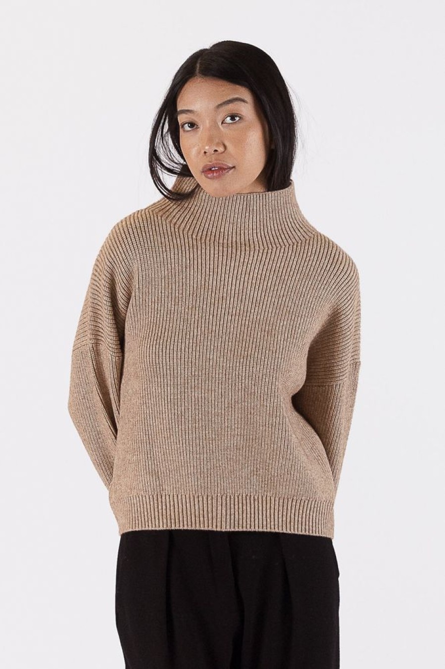 Women LYLA & LUXE Tops | Lyla & Luxe- Ladies Evolet Sweater Camel