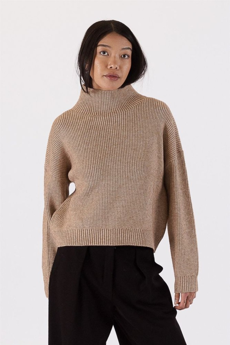 Women LYLA & LUXE Tops | Lyla & Luxe- Ladies Evolet Sweater Camel