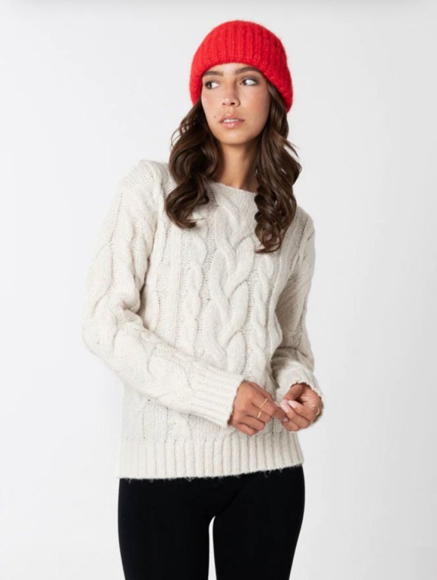 Women C'EST MOI CLOTHING CO. Tops | C'Est Moi- Cable Knit Sweater Ivory