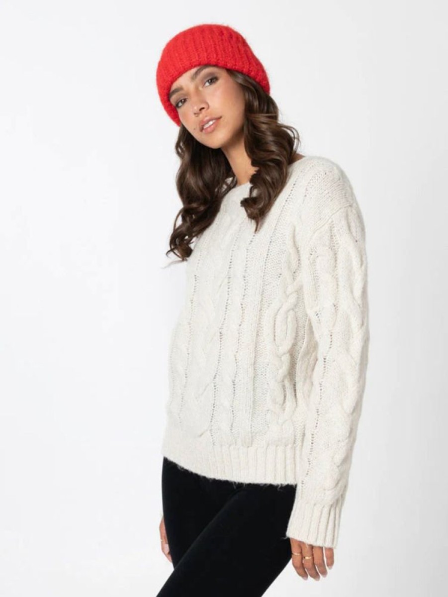 Women C'EST MOI CLOTHING CO. Tops | C'Est Moi- Cable Knit Sweater Ivory