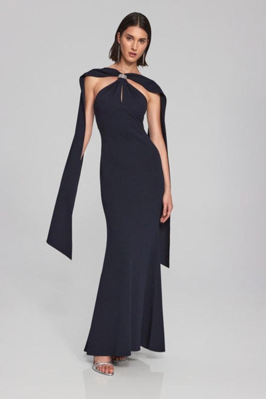 Women JOSEPH RIBKOFF Dresses | Joseph Ribkoff- Cape Neck Sheath Dress Midnight Blue