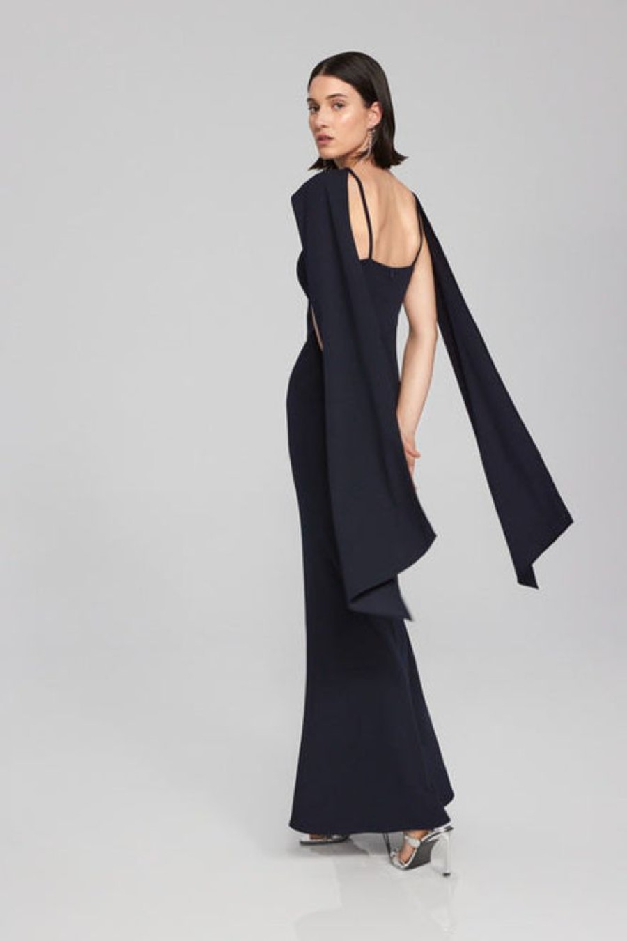 Women JOSEPH RIBKOFF Dresses | Joseph Ribkoff- Cape Neck Sheath Dress Midnight Blue