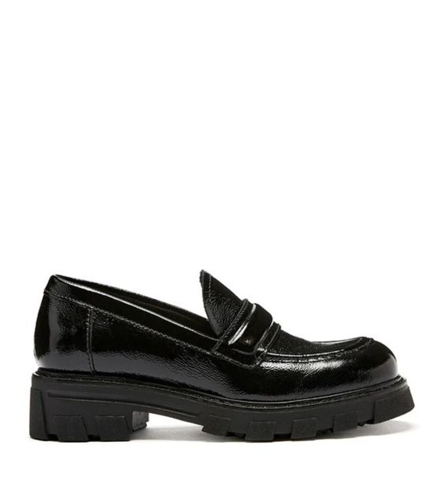 Women LA CANADIENNE Casual Footwear | La Canadienne- Women'S Douglas Loafer Blk Crinkle Pat