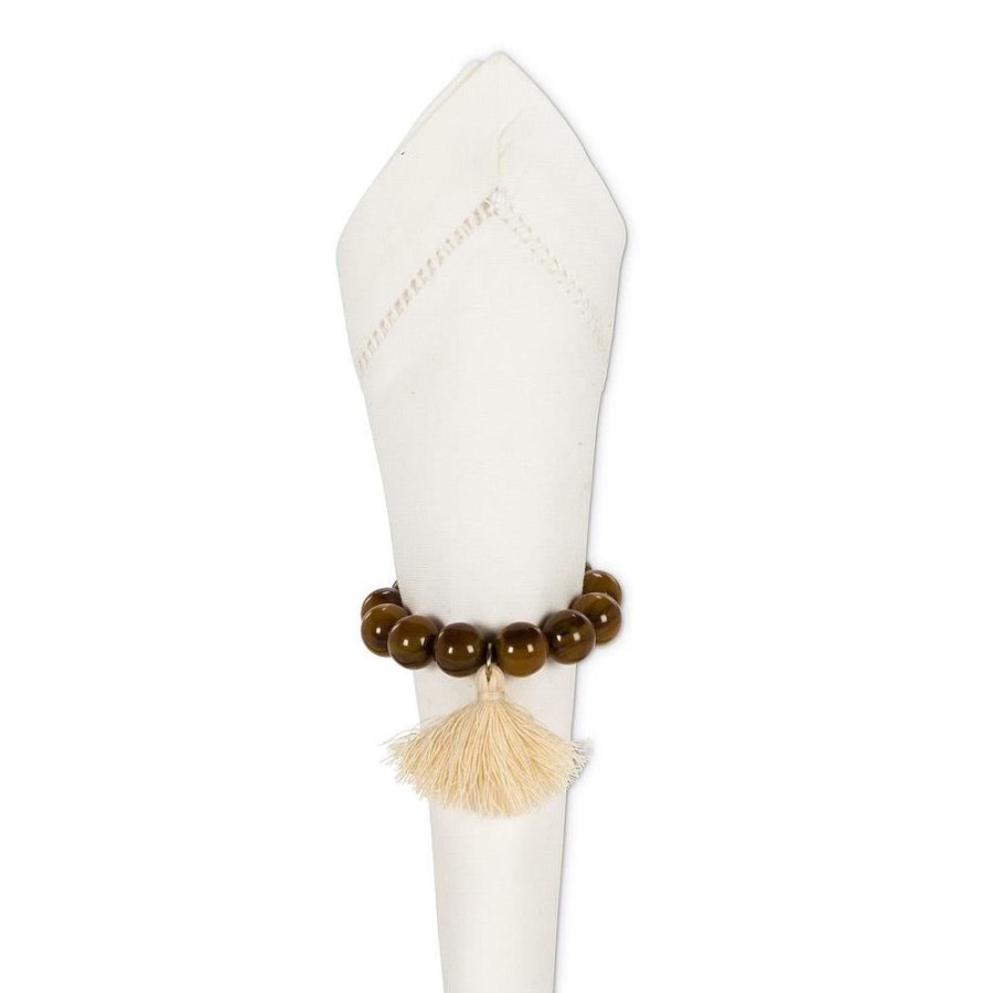 Cottage Kitchen ABBOTT Dinnerware | Abbott- Beaded Napkin Ring With Tassel