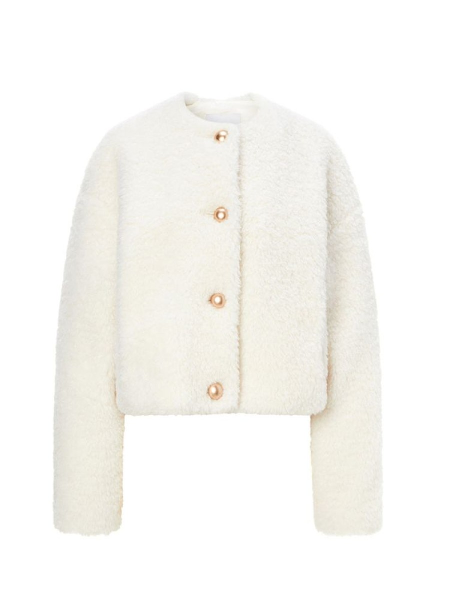 Women MOLLIOLLI Coats & Jackets | Molliolli- Women'S Cropped Crayon Coat Ivory