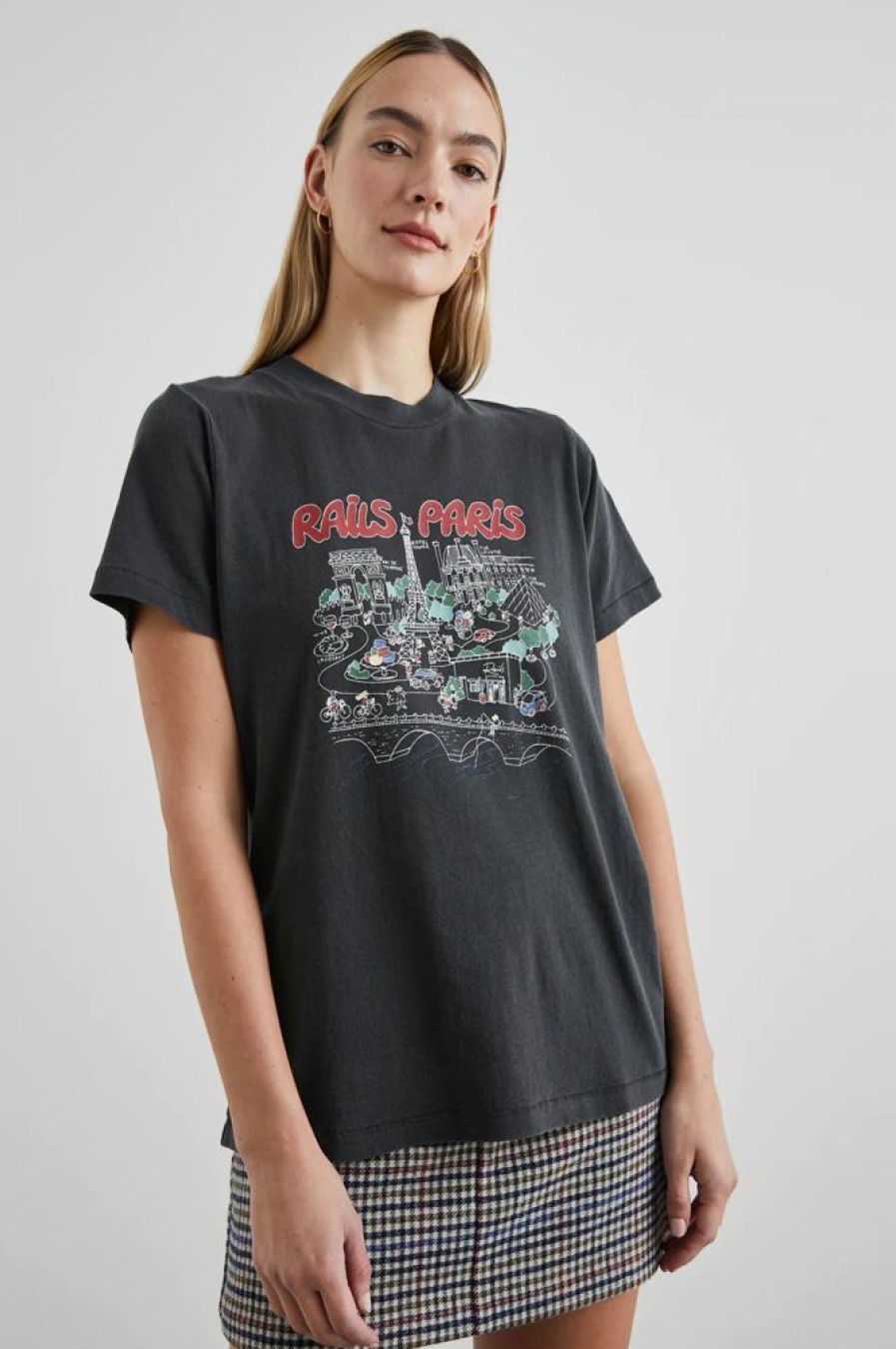 Women RAILS Tops | Rails- Boyfriend T-Shirt Grey