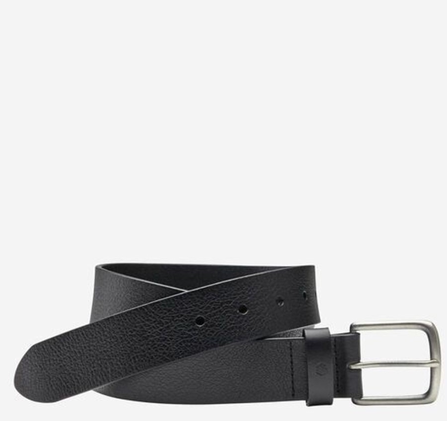 Men JOHNSTON & MURPHY Belts | Johnston & Murphy- Men'S Tumbled Straight Edge Belt Black