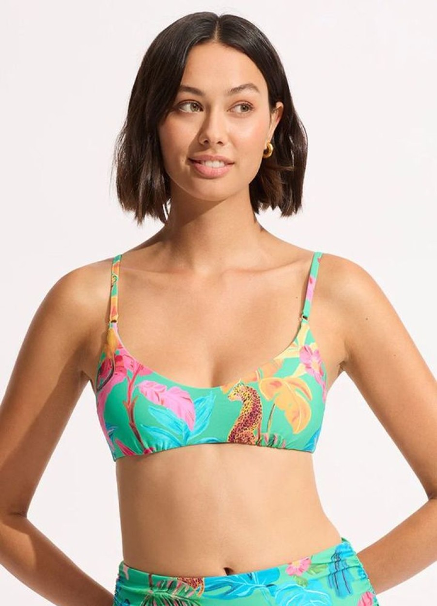 Women SEAFOLLY Tops | Seafolly- Ladies Tropica Bralette Swim Top Jade