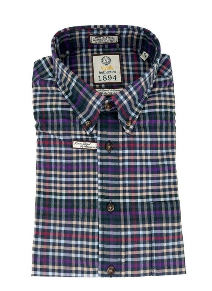 Men VIYELLA Tops | Viyella- Men'S Button Down Shirt Multi Mauve