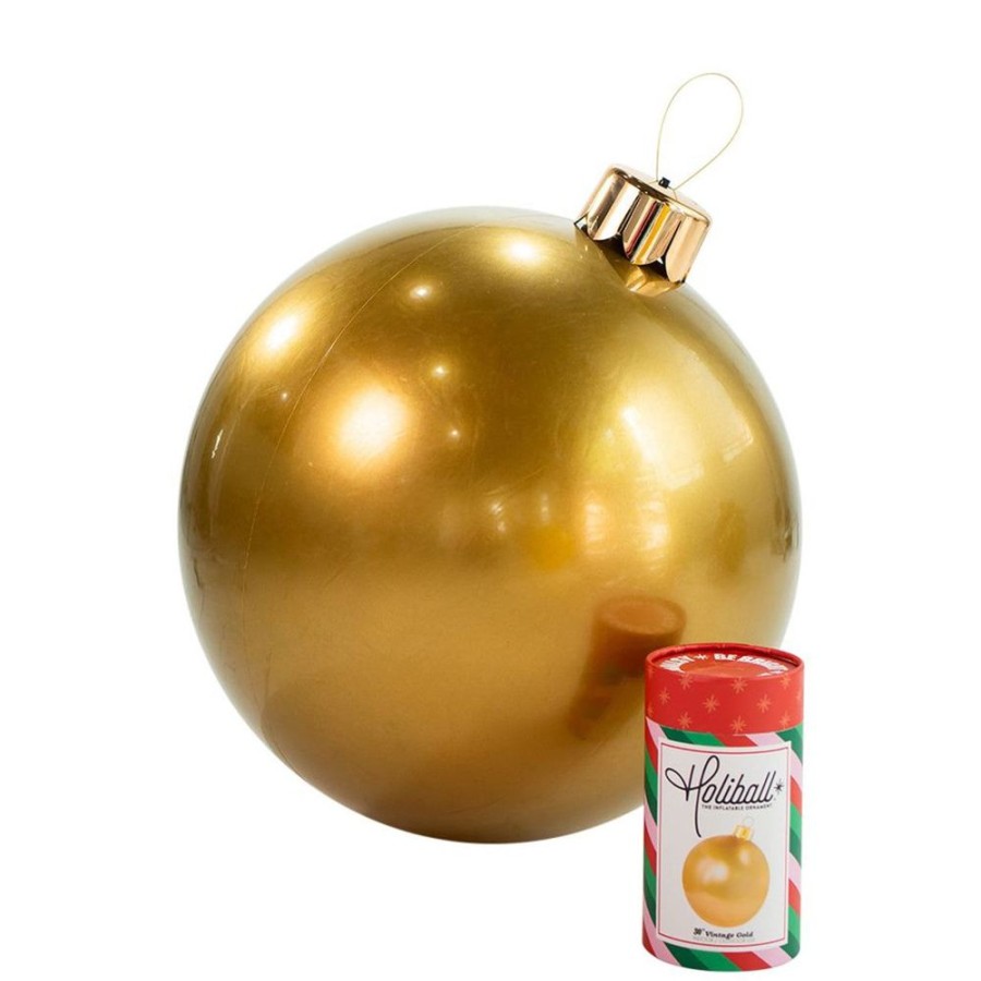 Cottage Kitchen HOLIBALL Ornaments | Holiball- 18" Vintage Gold Inflatable Ball