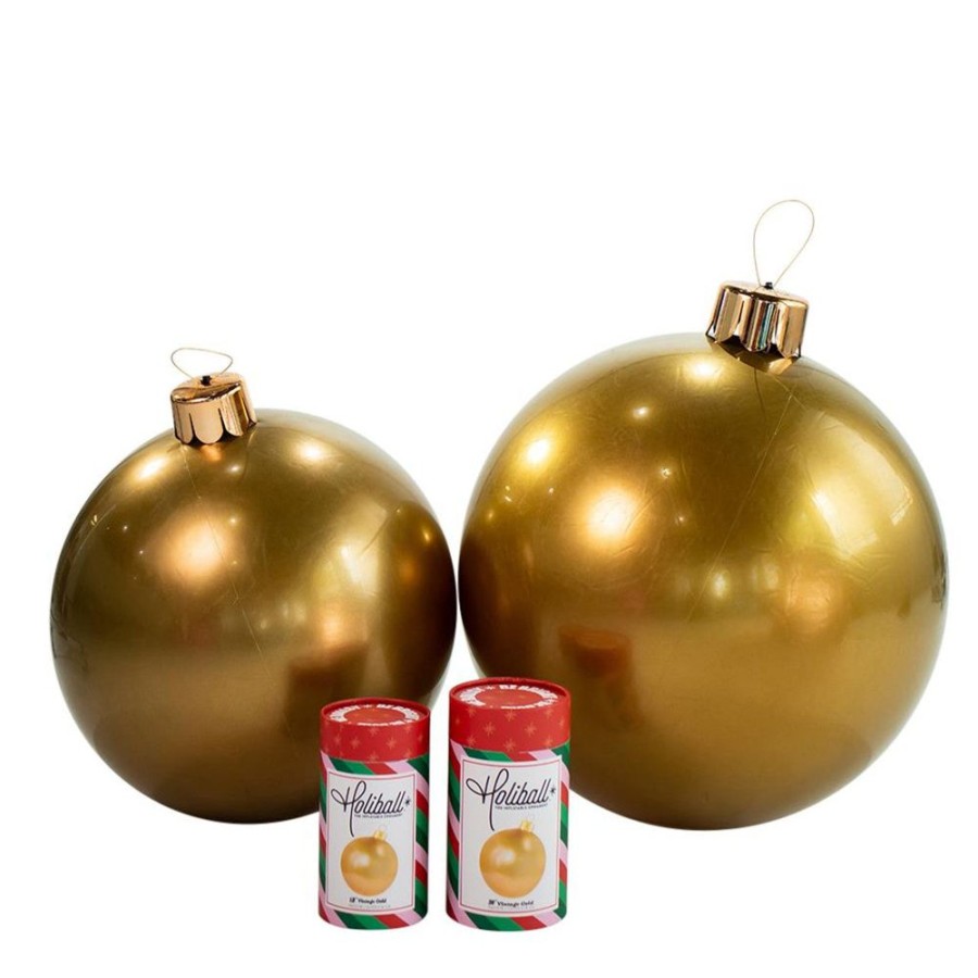 Cottage Kitchen HOLIBALL Ornaments | Holiball- 18" Vintage Gold Inflatable Ball