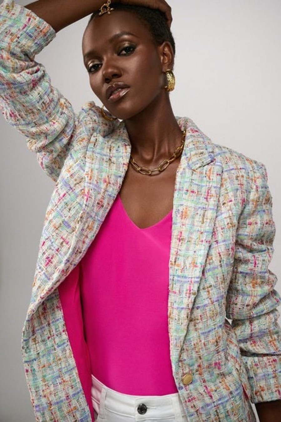 Women JOSEPH RIBKOFF Coats & Jackets | Joseph Ribkoff- Tweed Blazer Multi