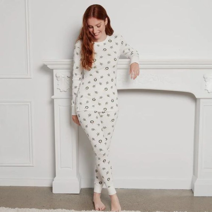 Women PETIT LEM Sleepwear & Lounge | Petit Lem- Ladies Wreath Print Pajama Set Off White