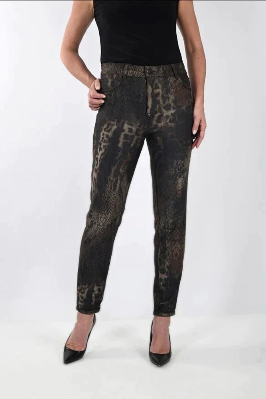 Women FRANK LYMAN Bottoms | Frank Lyman- Reversible Denim Jeans Brown