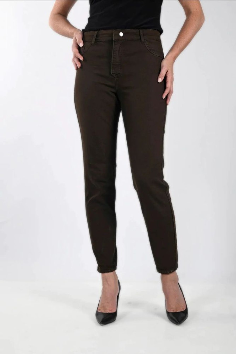 Women FRANK LYMAN Bottoms | Frank Lyman- Reversible Denim Jeans Brown