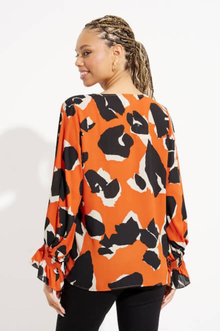 Women JOSEPH RIBKOFF Tops | Joseph Ribkoff- Animal Print Puff Sleeve Top Tandori-Multi