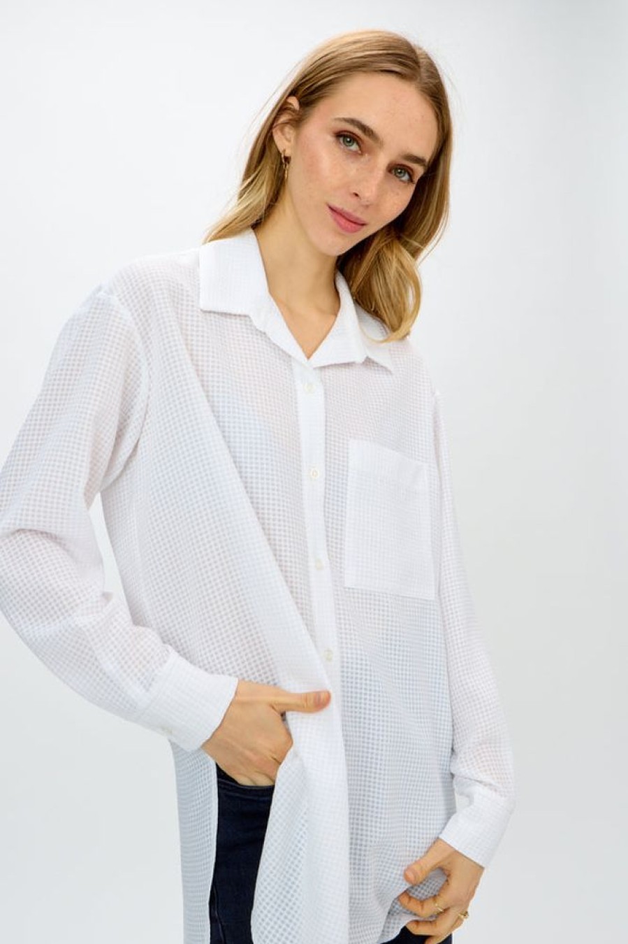 Women JOSEPH RIBKOFF Tops | Joseph Ribkoff- Textured & Checkered Longline Top