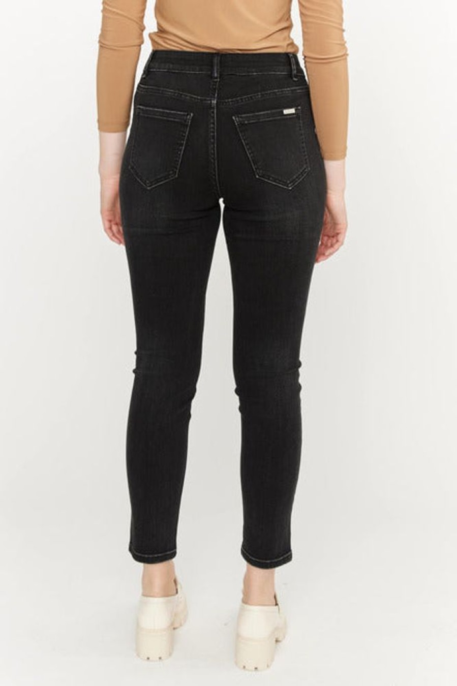 Women FRANK LYMAN Bottoms | Frank Lyman- Beaded Slim Leg Jeans Black