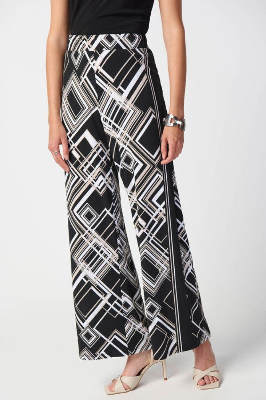 Women JOSEPH RIBKOFF Bottoms | Joseph Ribkoff- Geo Print Wide Leg Pants Black Multi